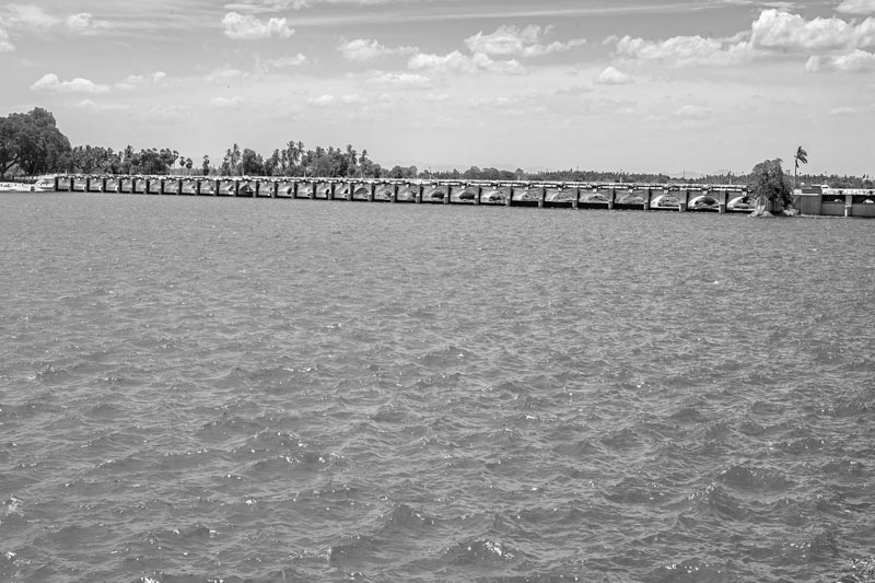 Majestic historical Grand Anicut, along with the bridge constructed over it by the British - in Thanjavur district, Tamil Nadu